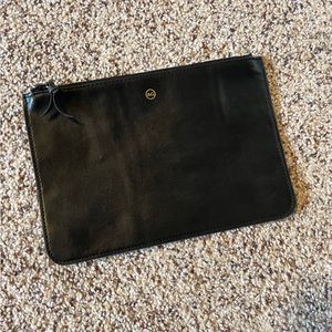 NWOT AG Adriano Goldschmied black leather clutch with zipper
